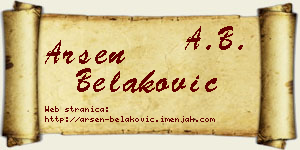 Arsen Belaković vizit kartica
